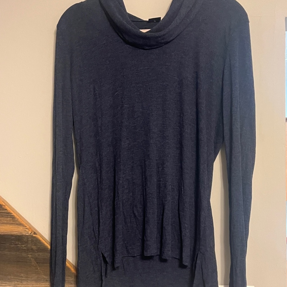 Saks Fifth Avenue Navy Cowl Neck Lightweight Sweater